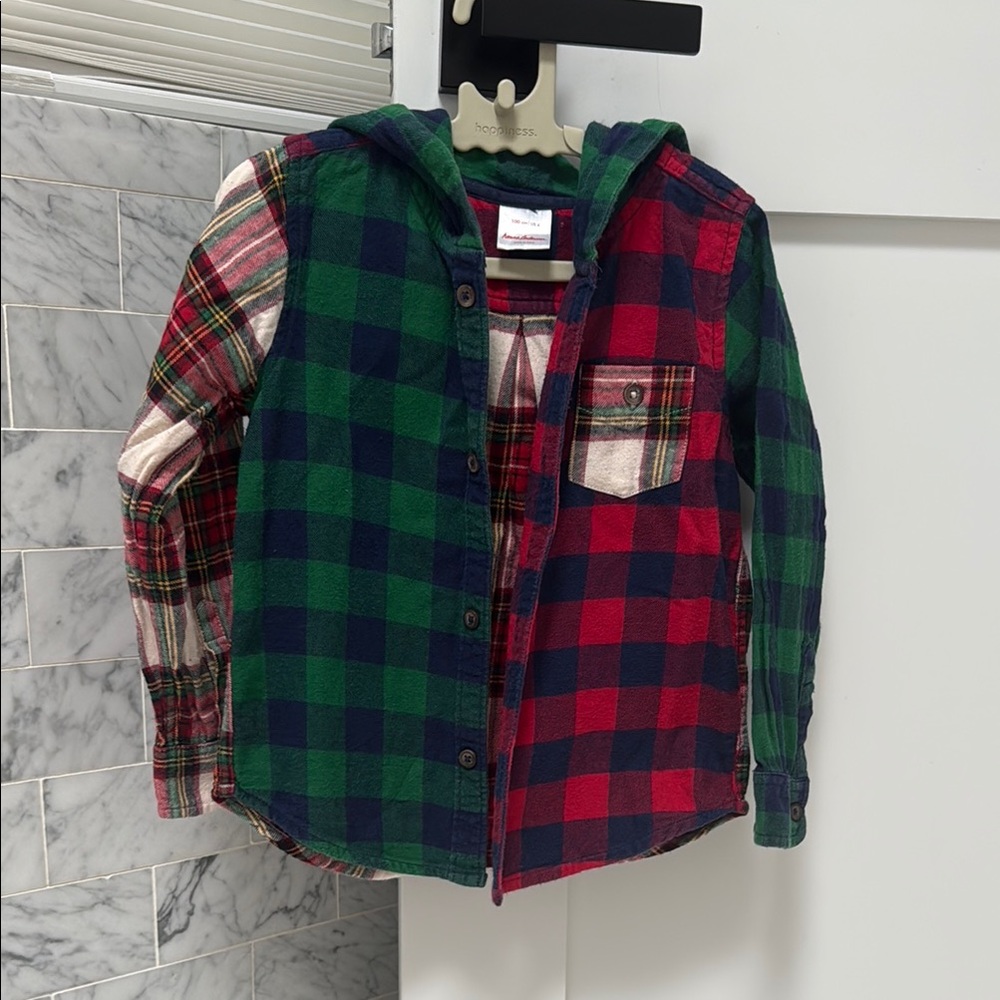 Hanna Andersson Green and Red Plaid Button Down Shirt